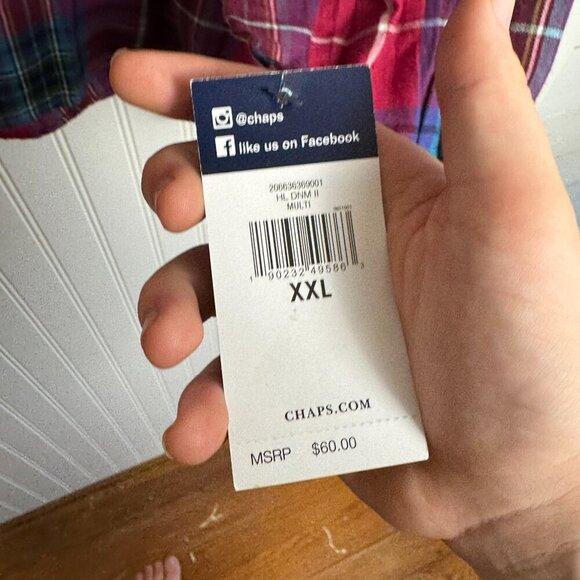 Chaps NWT Cotton Plaid Long Sleeve Button Front Blouse M37 - Picture 3 of 5